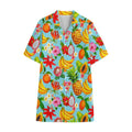 Hawaiian Tropical Fruits Pattern Print Cotton Hawaiian Shirt