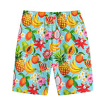 Hawaiian Tropical Fruits Pattern Print Cotton Shorts