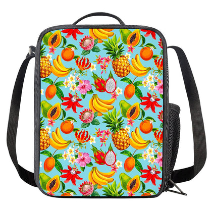 Hawaiian Tropical Fruits Pattern Print Crossbody Lunch Bag