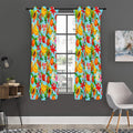 Hawaiian Tropical Fruits Pattern Print Grommet Curtain Panels