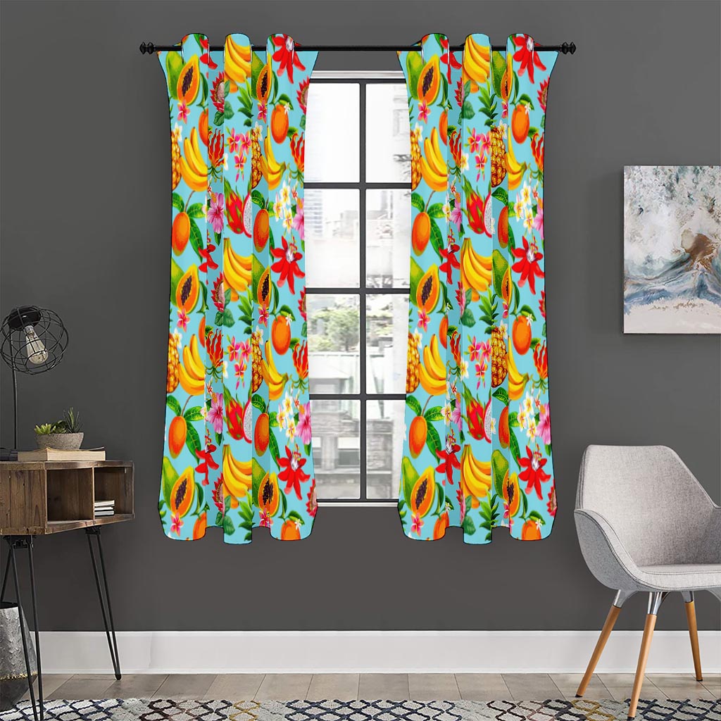 Hawaiian Tropical Fruits Pattern Print Curtain