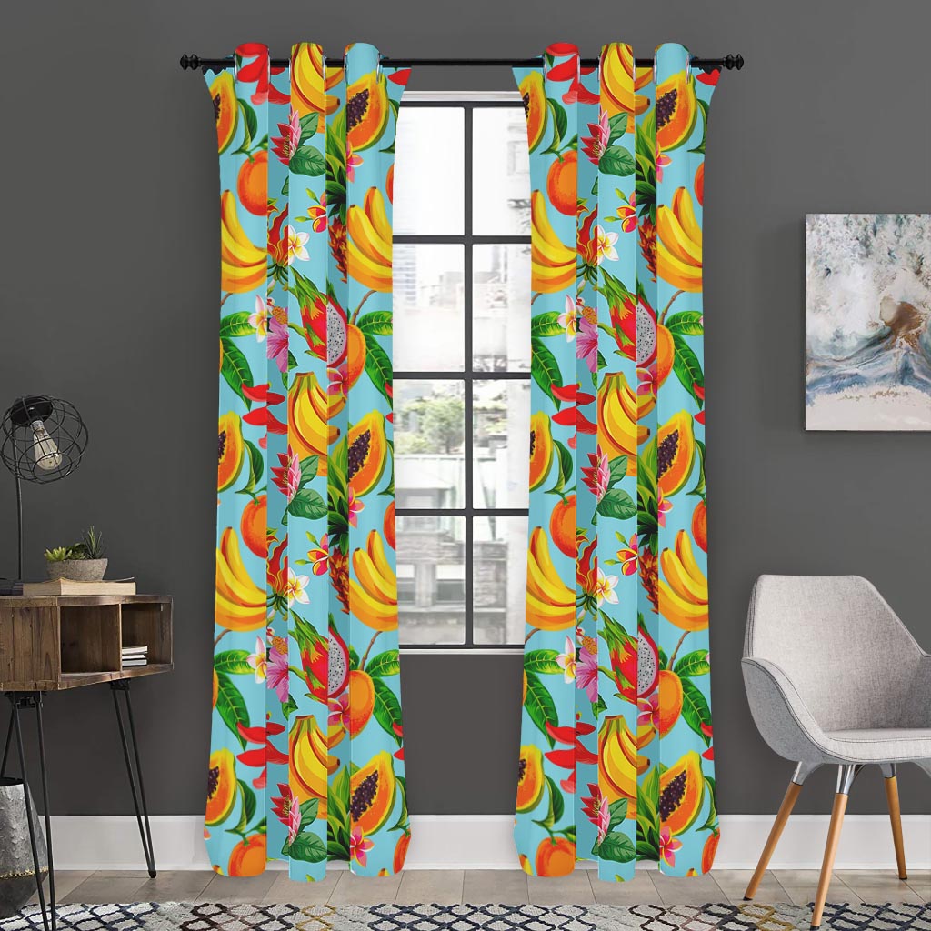 Hawaiian Tropical Fruits Pattern Print Curtain