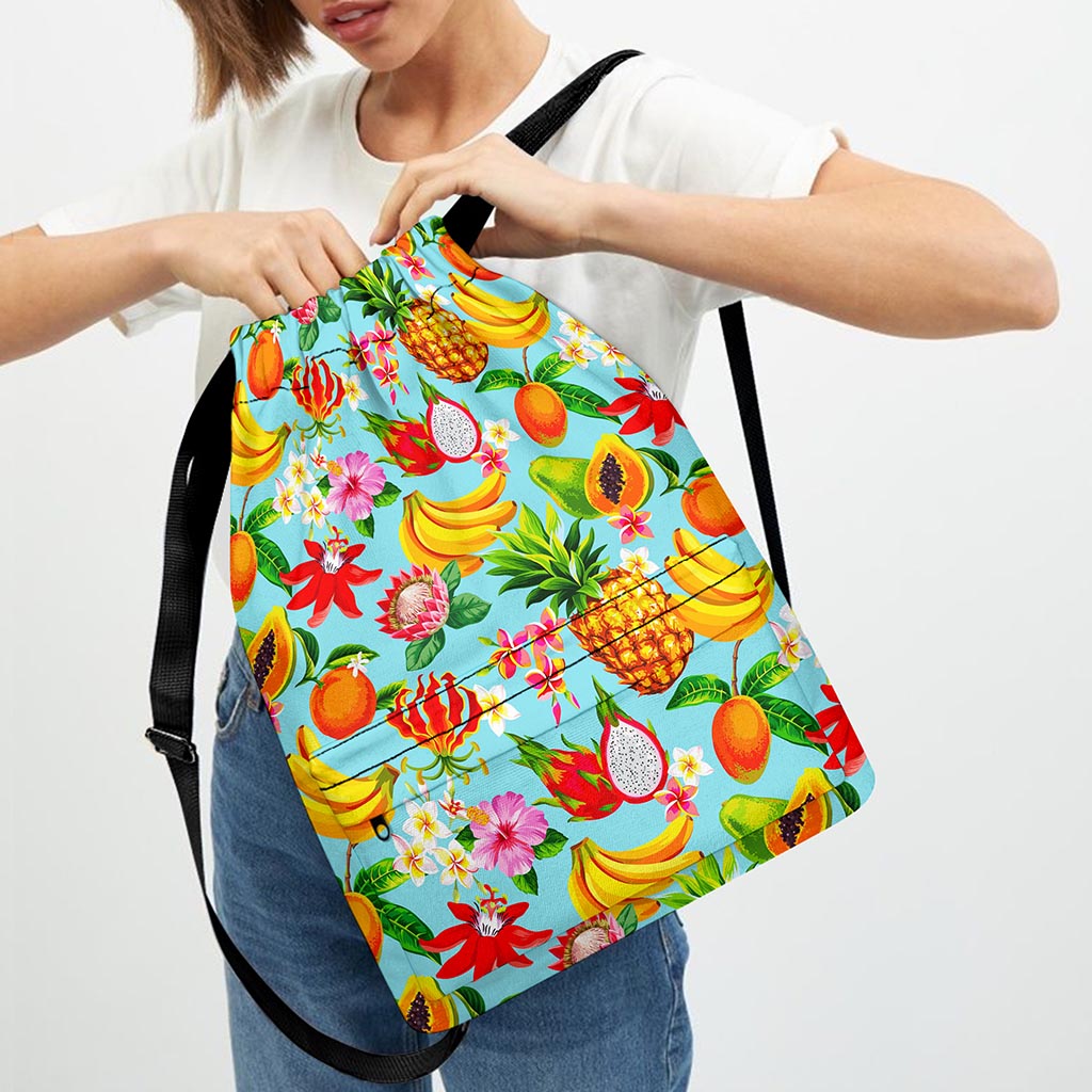 Hawaiian Tropical Fruits Pattern Print Drawstring Backpack