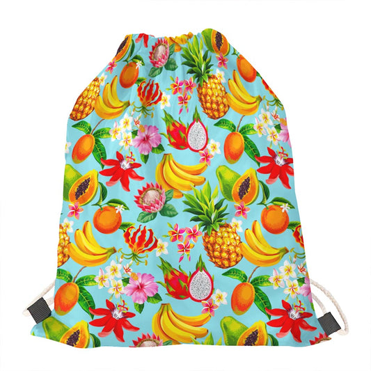 Hawaiian Tropical Fruits Pattern Print Drawstring Bag