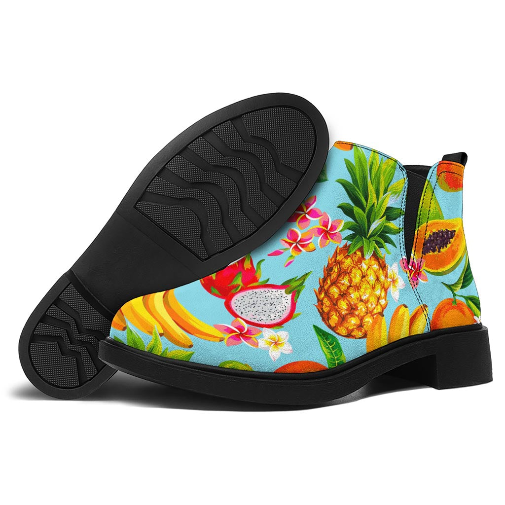 Hawaiian Tropical Fruits Pattern Print Flat Ankle Boots