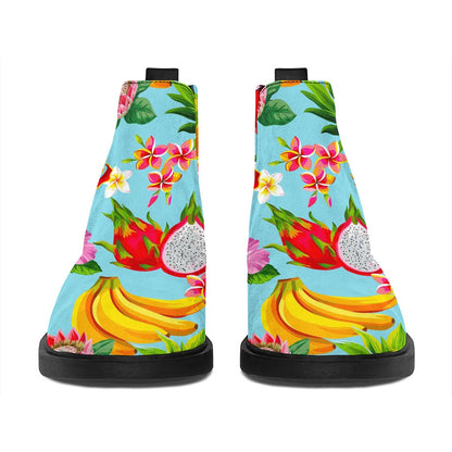 Hawaiian Tropical Fruits Pattern Print Flat Ankle Boots