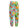 Hawaiian Tropical Fruits Pattern Print Fleece Lined Knit Pants