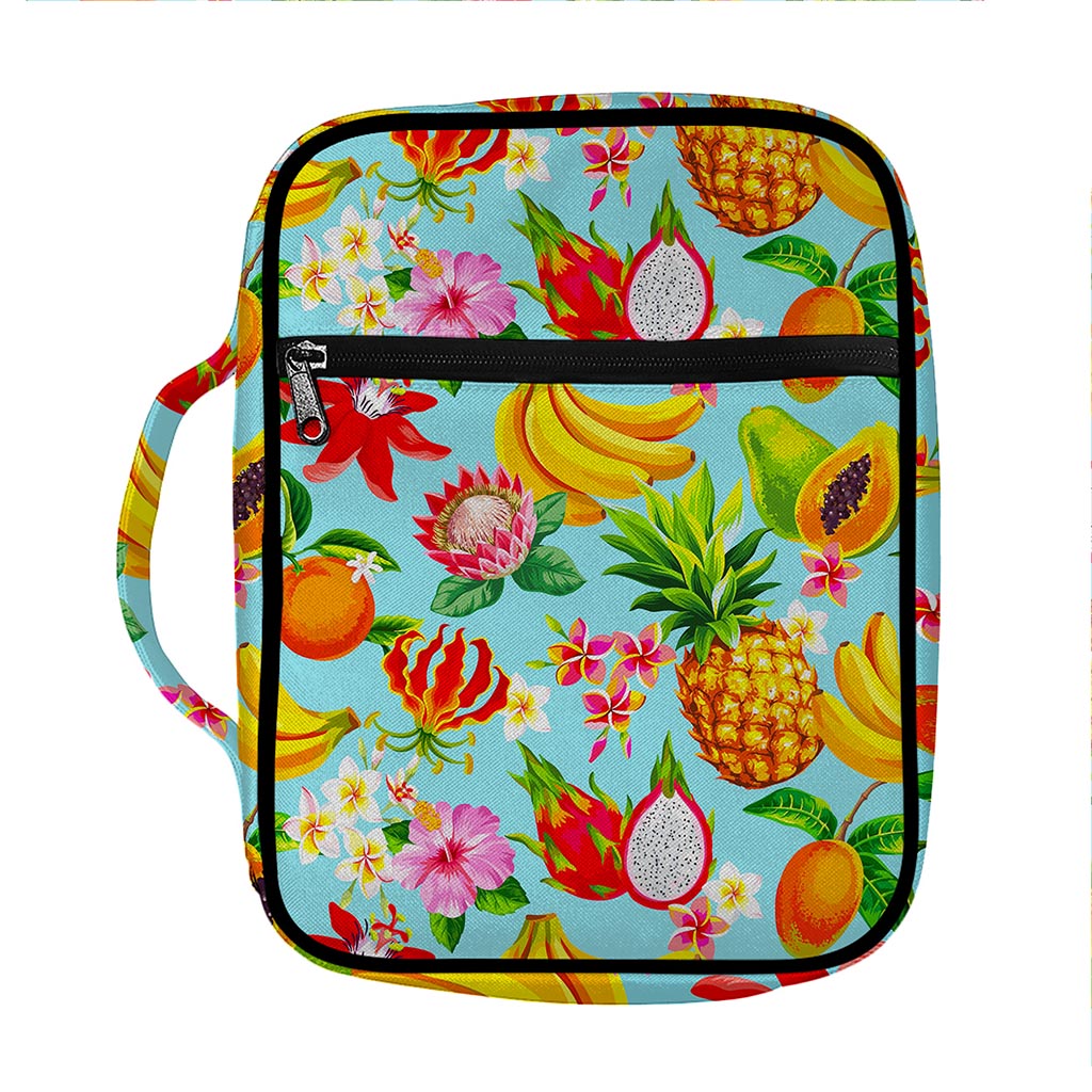Hawaiian Tropical Fruits Pattern Print Front Pocket Bible Bag