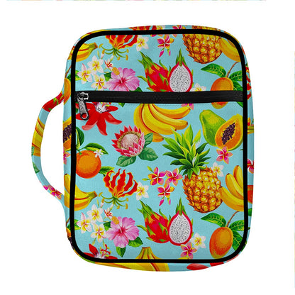 Hawaiian Tropical Fruits Pattern Print Front Pocket Bible Bag