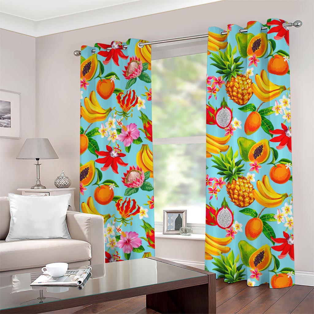 Hawaiian Tropical Fruits Pattern Print Grommet Curtains
