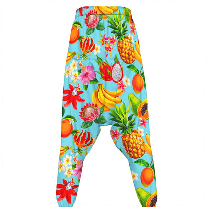 Hawaiian Tropical Fruits Pattern Print Hammer Pants