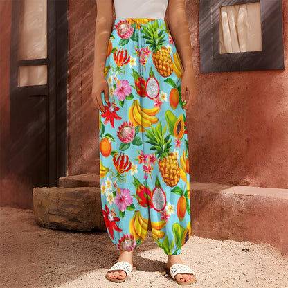 Hawaiian Tropical Fruits Pattern Print Harem Pants