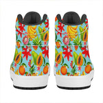 Hawaiian Tropical Fruits Pattern Print High Top Leather Sneakers