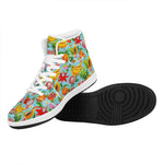 Hawaiian Tropical Fruits Pattern Print High Top Leather Sneakers