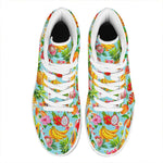 Hawaiian Tropical Fruits Pattern Print High Top Leather Sneakers