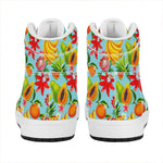 Hawaiian Tropical Fruits Pattern Print High Top Leather Sneakers