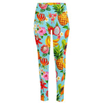 Hawaiian Tropical Fruits Pattern Print High-Waisted Pocket Leggings