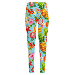 Hawaiian Tropical Fruits Pattern Print High-Waisted Pocket Leggings
