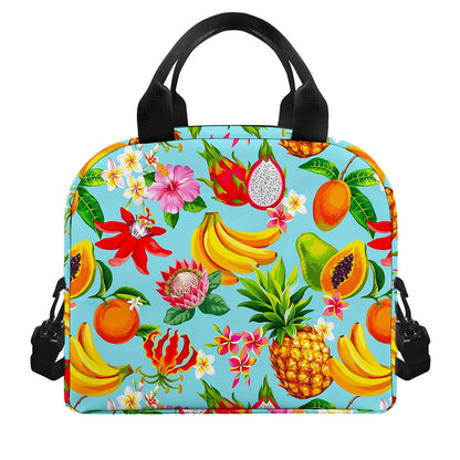 Hawaiian Tropical Fruits Pattern Print Insulated Lunch Bag