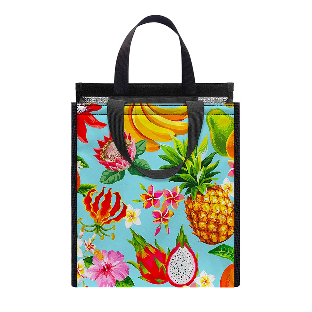 Hawaiian Tropical Fruits Pattern Print Insulated Lunch Tote