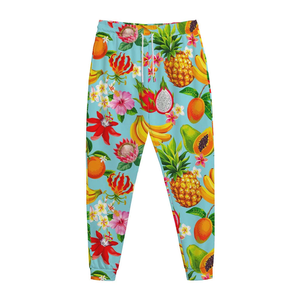 Hawaiian Tropical Fruits Pattern Print Jogger Pants