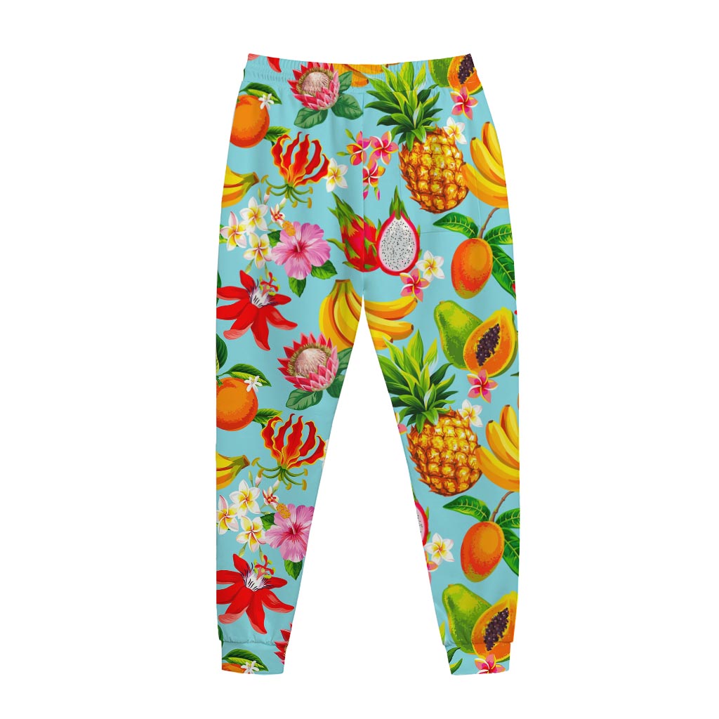 Hawaiian Tropical Fruits Pattern Print Jogger Pants