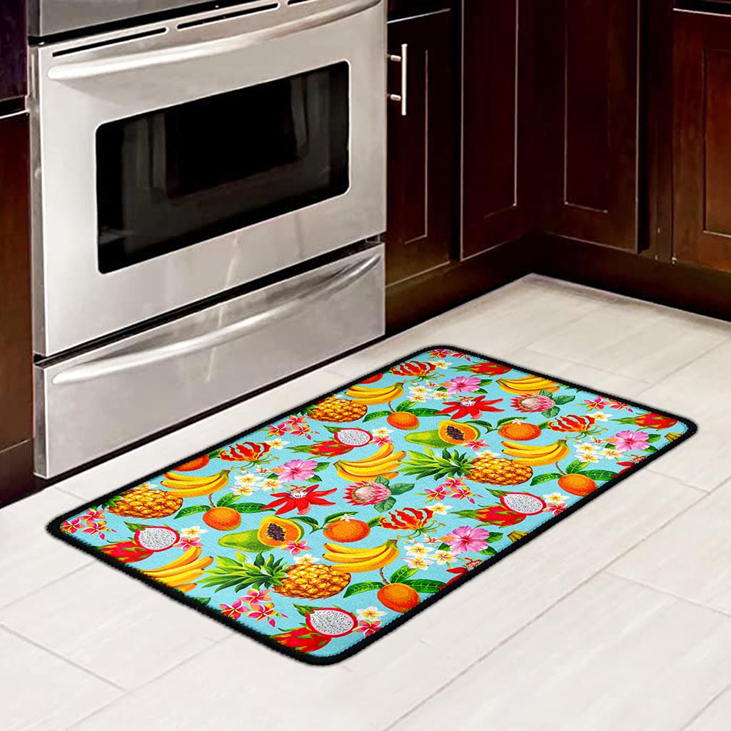 Hawaiian Tropical Fruits Pattern Print Kitchen Mat