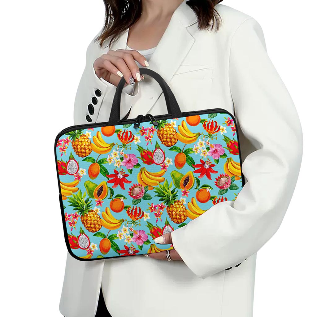 Hawaiian Tropical Fruits Pattern Print Laptop Sleeve With Handle