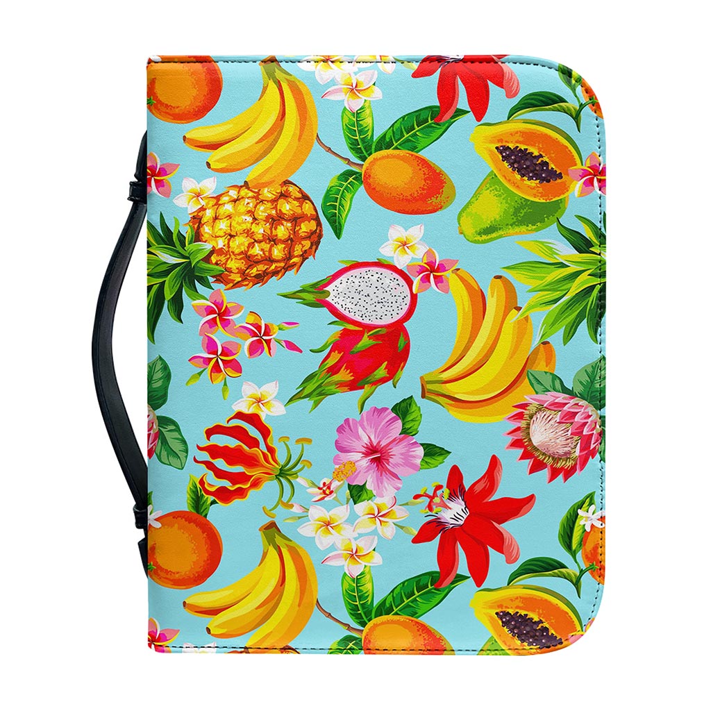 Hawaiian Tropical Fruits Pattern Print Leather Bible Cover