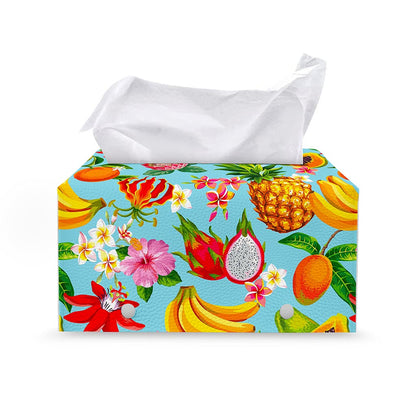 Hawaiian Tropical Fruits Pattern Print Leather Tissue Box Cover