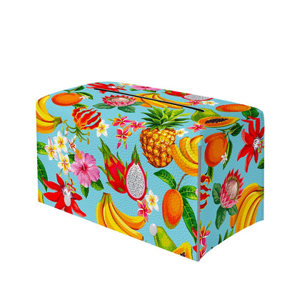 Hawaiian Tropical Fruits Pattern Print Leather Tissue Box Cover