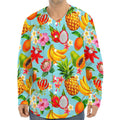 Hawaiian Tropical Fruits Pattern Print Long Sleeve Baseball Jersey