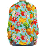 Hawaiian Tropical Fruits Pattern Print Long Sleeve Baseball Jersey