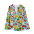 Hawaiian Tropical Fruits Pattern Print Long Sleeve Short Coat