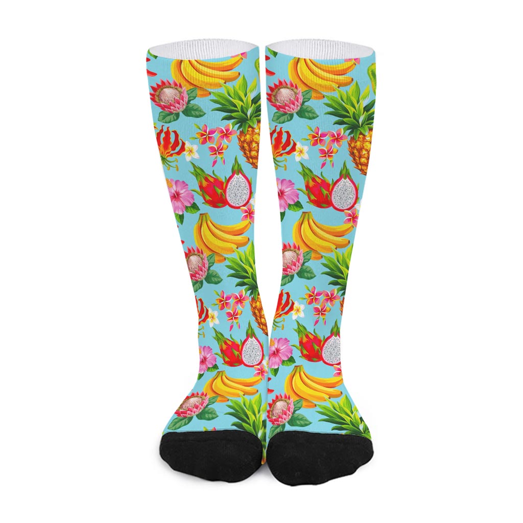 Hawaiian Tropical Fruits Pattern Print Long Socks