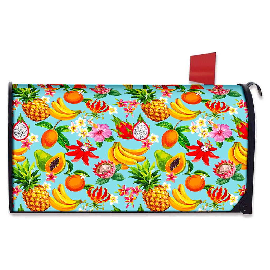 Hawaiian Tropical Fruits Pattern Print Mailbox Cover