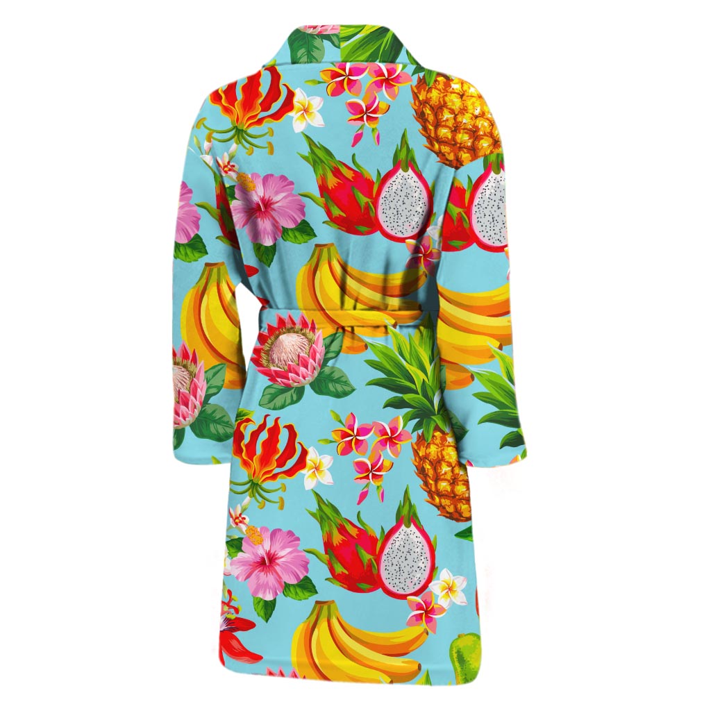 Hawaiian Tropical Fruits Pattern Print Men's Bathrobe