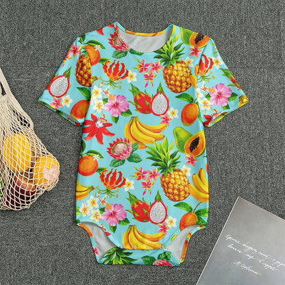 Hawaiian Tropical Fruits Pattern Print Men's Bodysuit