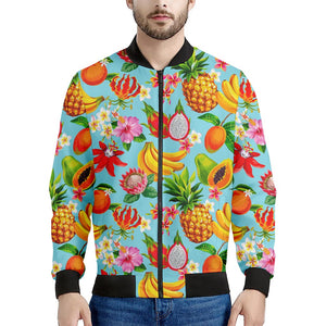 Hawaiian Tropical Fruits Pattern Print Men's Bomber Jacket