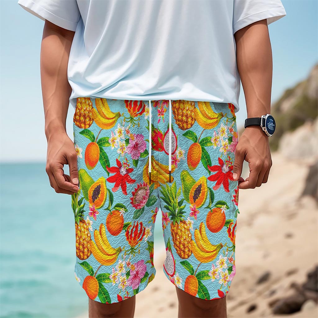 Hawaiian Tropical Fruits Pattern Print Men's Cargo Shorts