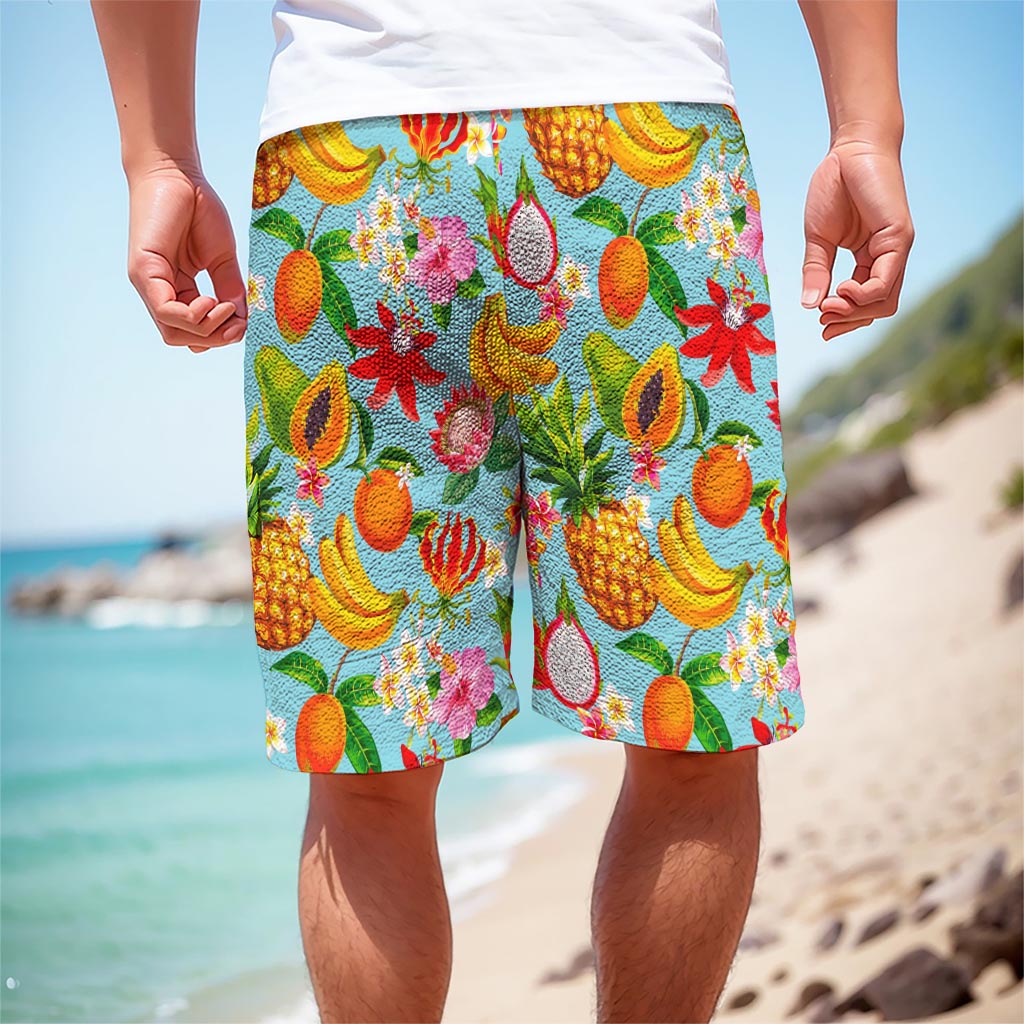 Hawaiian Tropical Fruits Pattern Print Men's Cargo Shorts