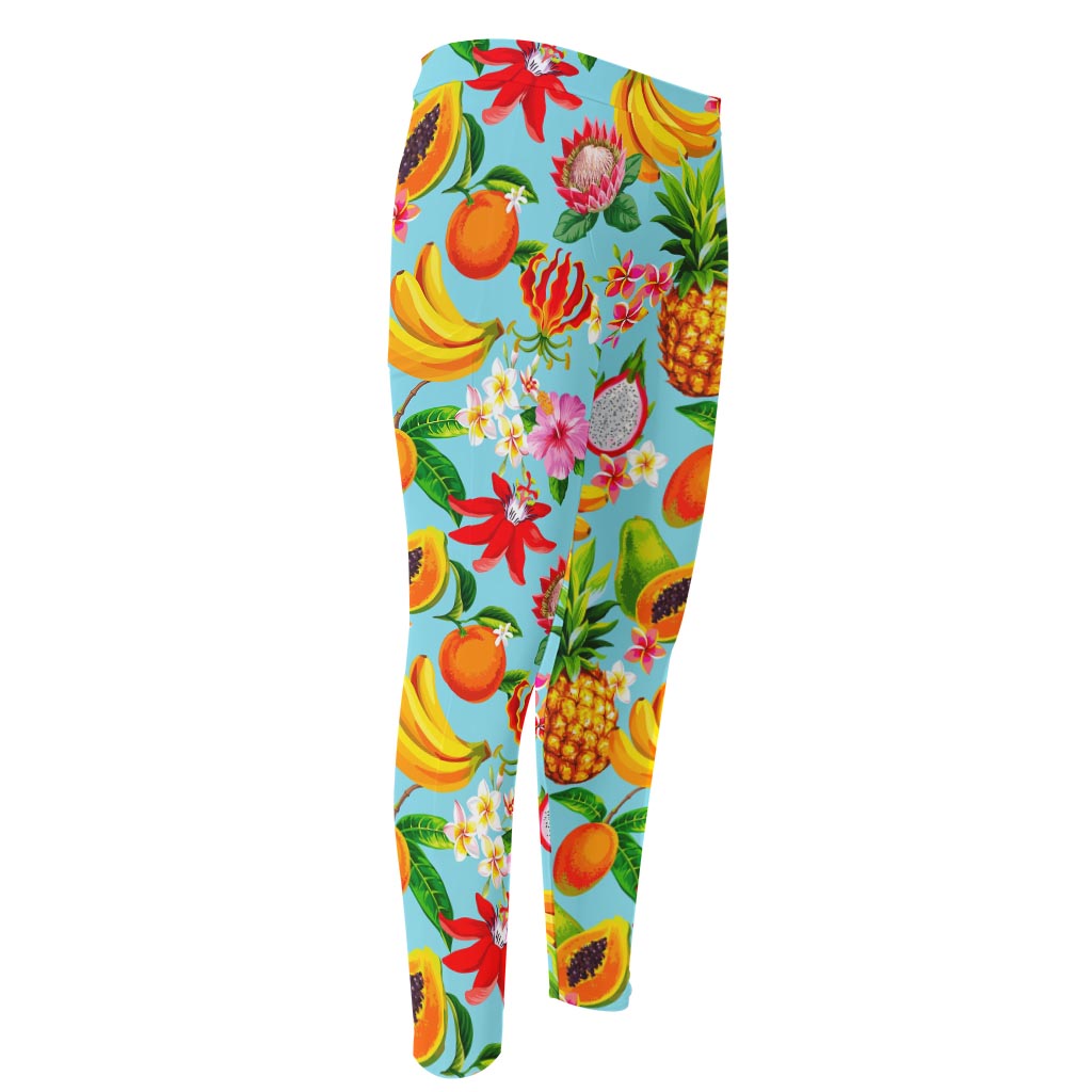 Hawaiian Tropical Fruits Pattern Print Men's Compression Pants