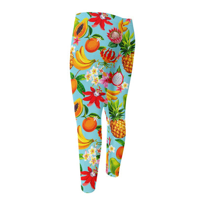 Hawaiian Tropical Fruits Pattern Print Men's Compression Pants