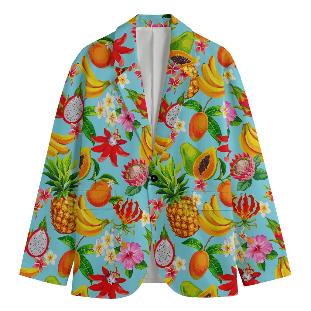Hawaiian Tropical Fruits Pattern Print Men's Cotton Blazer