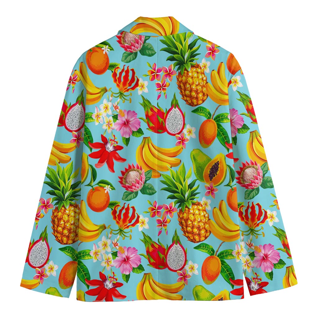 Hawaiian Tropical Fruits Pattern Print Men's Cotton Blazer