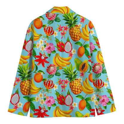 Hawaiian Tropical Fruits Pattern Print Men's Cotton Blazer