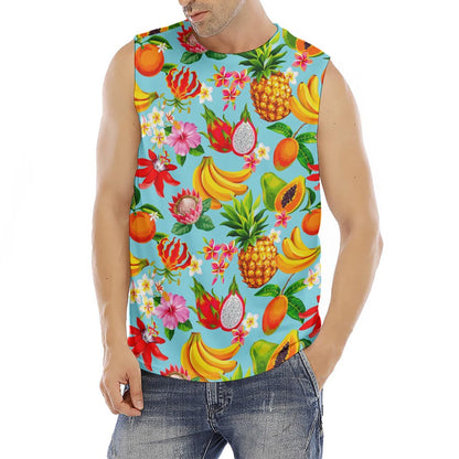 Hawaiian Tropical Fruits Pattern Print Men's Fitness Tank Top
