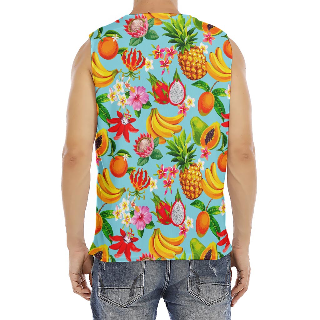 Hawaiian Tropical Fruits Pattern Print Men's Fitness Tank Top