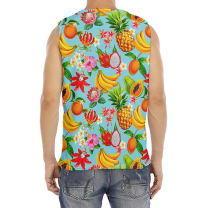 Hawaiian Tropical Fruits Pattern Print Men's Fitness Tank Top