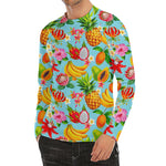 Hawaiian Tropical Fruits Pattern Print Men's Long Sleeve Rash Guard